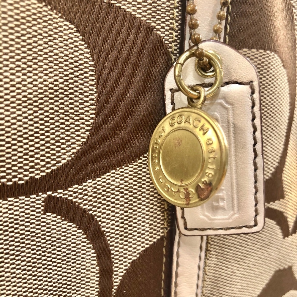 Tan and Brown Coach Signature C Tote Bag - Picture 3 of 10